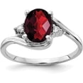 thumbnail image 1 of 14k White Gold 8x6mm Oval Garnet AA Diamond ring - Ring Size 6.0 Natural Diamonds, 1 of 8
