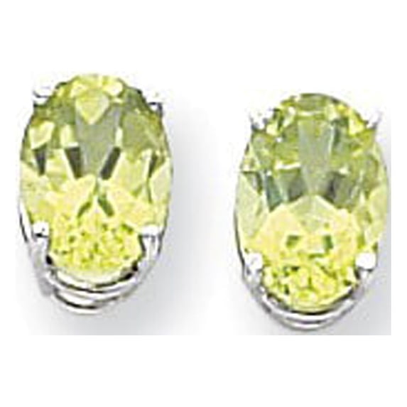 14k White Gold 8x6mm Oval Peridot Earrings - 2.70 cwt - Measures 9x6mm Wide