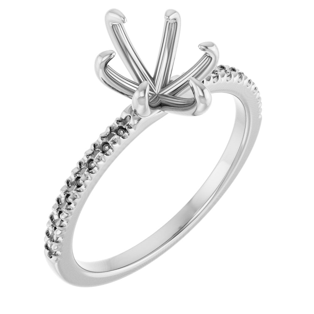 14k White Gold 8x6mm Oval Shape FrenchSet Bridal Wedding Engagement