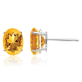 thumbnail image 1 of 14K Solid White Gold Oval Yellow Orange Citrine Studs Gemstone Solitaire Earrings November Birthstone Jewelry, 1 of 10