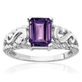 thumbnail image 1 of 14K Solid White Gold Purple Amethyst Ring Gemstone Band February Birthstone Jewelry, 1 of 9