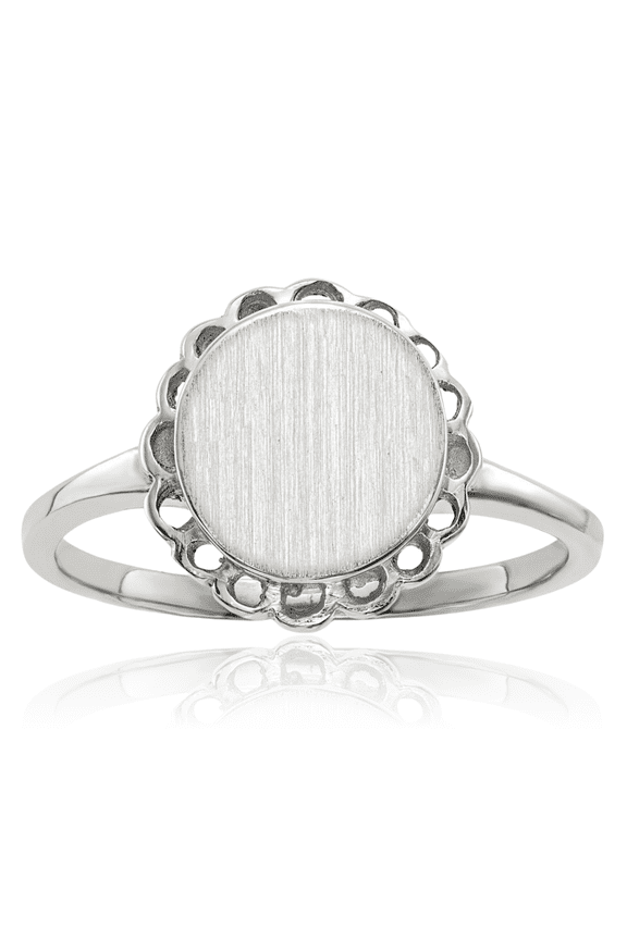 14K Solid White Gold Custom Engraved Signet Ring Handmade Personalized Monogram Initial Letter Band