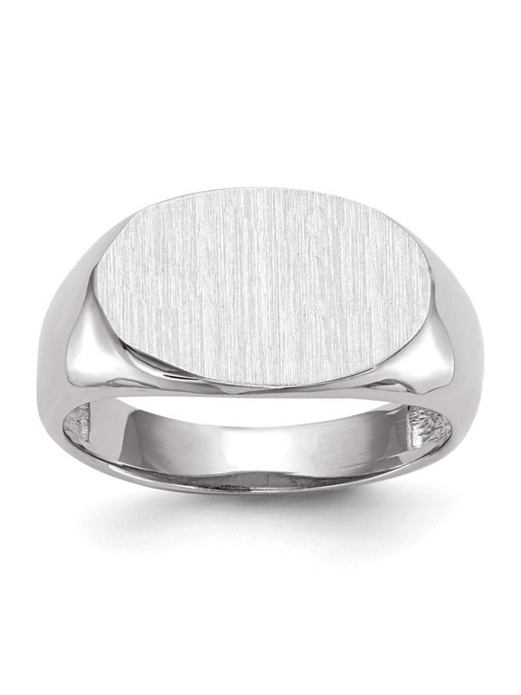 14k White Gold 15.0x9.5mm Oval Open Back Signet Ring RS577