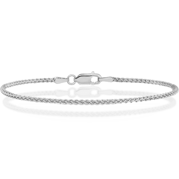14K Solid White Gold 1.25mm Spida Chain Anklet Summer Beach Foot Ankle Bracelet