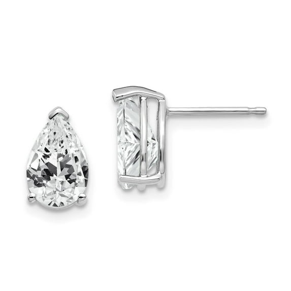 14k White Gold 9x6mm Pear Cubic Zirconia Earrings