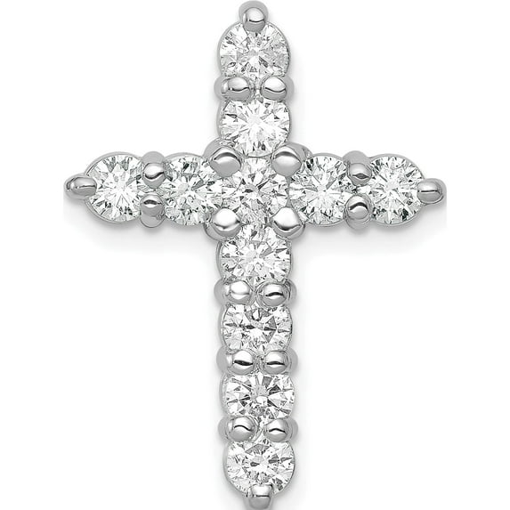 14k White Gold AA 125ct Diamond Cross Chain Slide Material Primary - Exquisite Statement Bold Perfect for adding elegance to any outfit