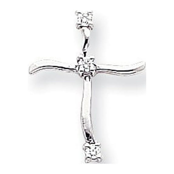 14k White Gold AA Diamond Cross Pendant