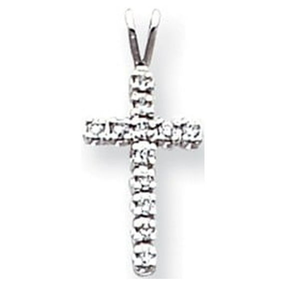 14k White Gold AA Diamond Cross Pendant