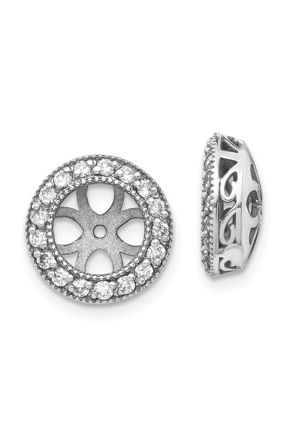 14k White Gold AA Diamond Earring Jacket