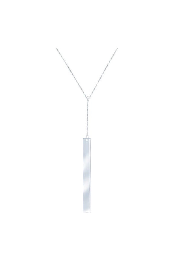 14k White Gold Adjustable Drop Thin Bar Y Necklace - 2.8 Grams - 18 Inch