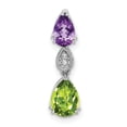 thumbnail image 1 of 14k White Gold Amethyst/Peridot/Diamond Chain Slide, 1 of 3