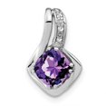 thumbnail image 1 of 14k White Gold Amethyst and Diamond Chain Slide Pendant, 1 of 2
