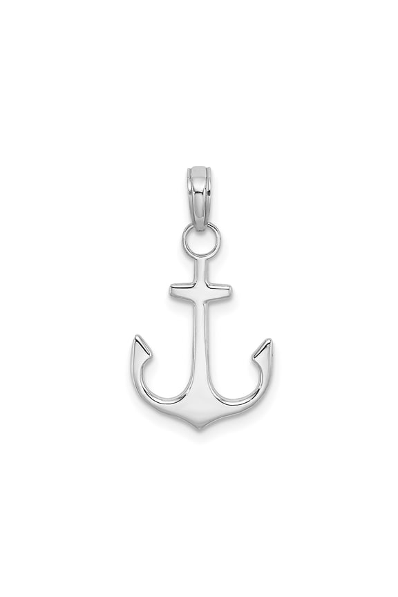 14k White Gold Anchor Pendant Necklace for Women or Unisex, Nautical Maritime Symbol of Faith, Hope and Stability, Polished Christian-Inspired Spiritual Jewelry