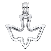 14k White Gold Angel From Heaven Holy Spirit Dove Medal Pendant Purity Charm Jewelry Female Unisex