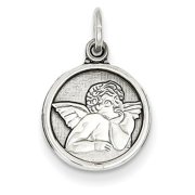 14k White Gold Angel Round Small Pendant Charm