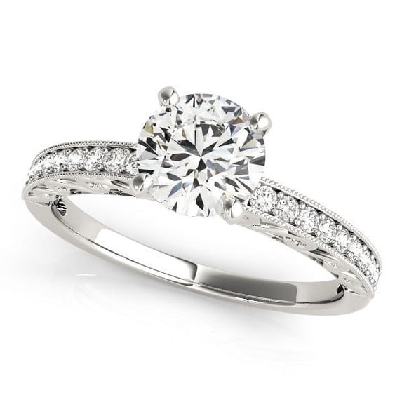 14k White Gold Antique Diamond Engmt Ring 1 1/8 cttw SZ 3 Round Shape