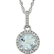 BLACK BOW JEWELRY COMPANY 14k White Gold Aquamarine & 1/10 CTW Diamond Necklace, 18 Inch