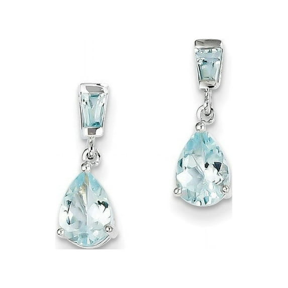 14k White Gold Aquamarine Dangle Earrings, Gem Ctw.1.2