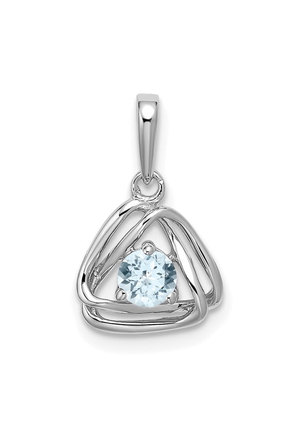 14k White Gold Aquamarine Triangle Pendant