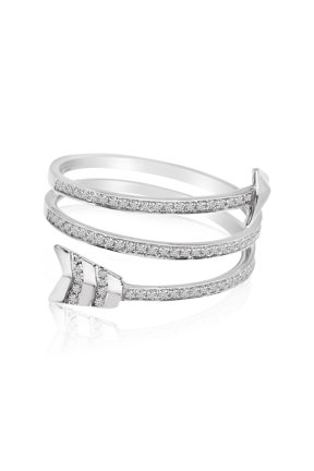 14k White Gold Arrow Diamond Fashion Ring