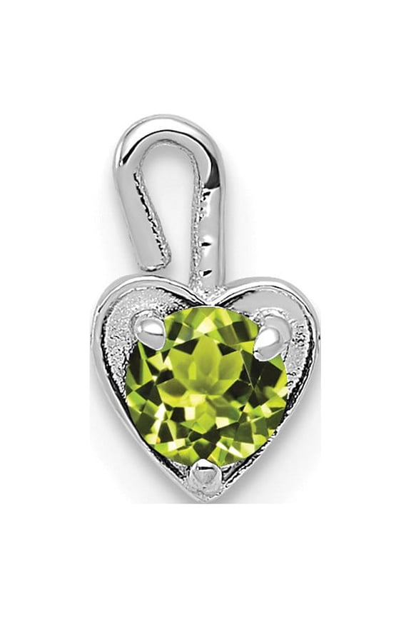 14k White Gold August Birthday Month Synthetic Stone Heart Charm