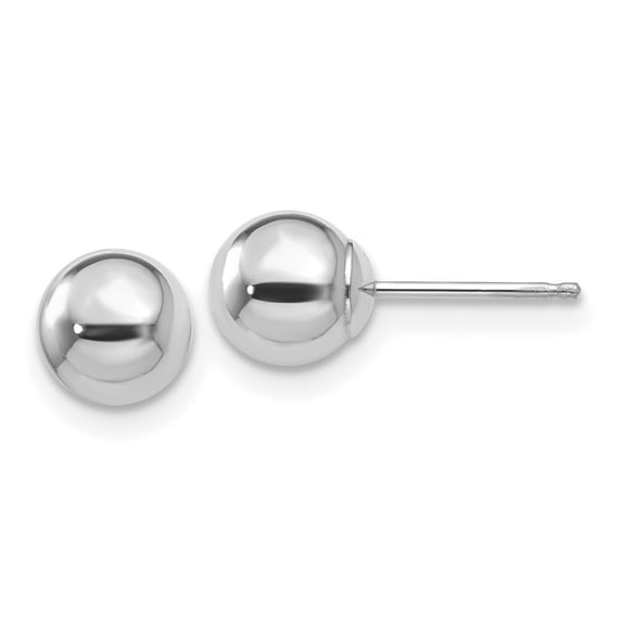 14k White Gold Ball Stud Earrings for Women and Unisex, Minimalist Polished Sphere Design, Classic Fine Jewelry for Everyday Wear