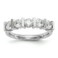 thumbnail image 1 of 14k White Gold Bar Set Round Diamond Wedding Band 5 Stone Anniversary Ring 1/4 Ct., 1 of 7
