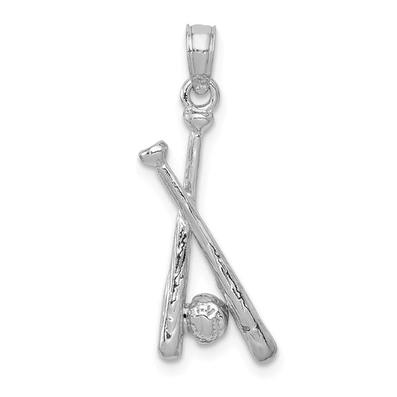 14k White Gold Baseball Bats & Ball Pendant