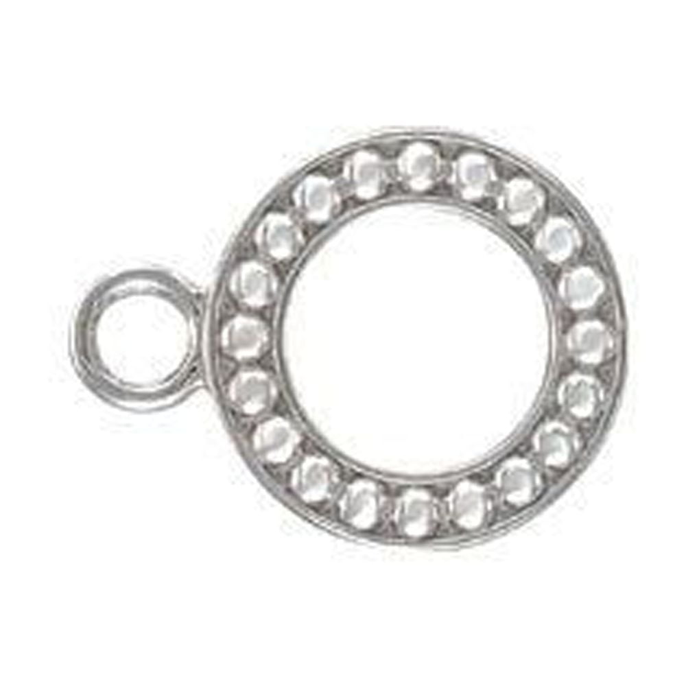 14k White Gold Beaded Toggle Ring Clasp Part Finished Finding Component ...