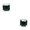 thumbnail image 1 of 14k White Gold Black 3x3mm Square Cubic Zirconia Basket Set Earrings, 1 of 2