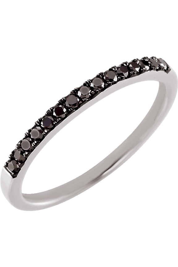 14k White Gold Black Diamond Band Stackable Fashion Ring Fine Jewelry For Women Gifts For Her (1/5 cttw), Size 7
