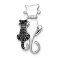 thumbnail image 1 of 14k White Gold Black and Accent Diamond Cats Chain Slide, 1 of 4