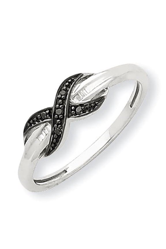 14k White Gold Black and White Diamond X-Ring RM5686