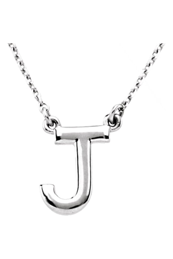 14k White Gold Block Initial J Necklace Fine Jewelry for Women Gifts for Her (10.6x8.4mm), 16"