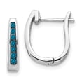thumbnail image 1 of 14k White Gold Blue Diamond 3mm Hinged Hoop Earrings 14k White Gold Earrings, 1 of 2