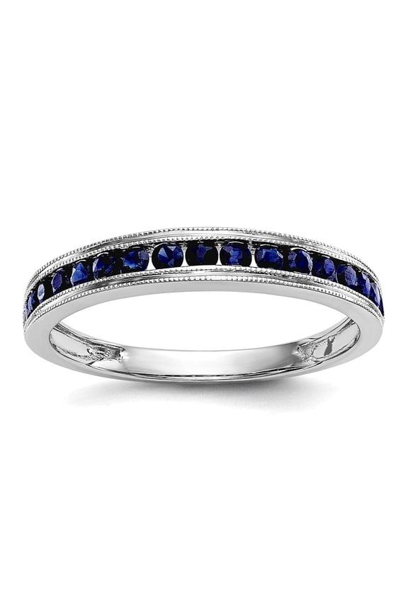 14k White Gold Blue Sapphire Channel Band Size 7.00 Ring for Women and Men - 1.7 Grams .25 cwt