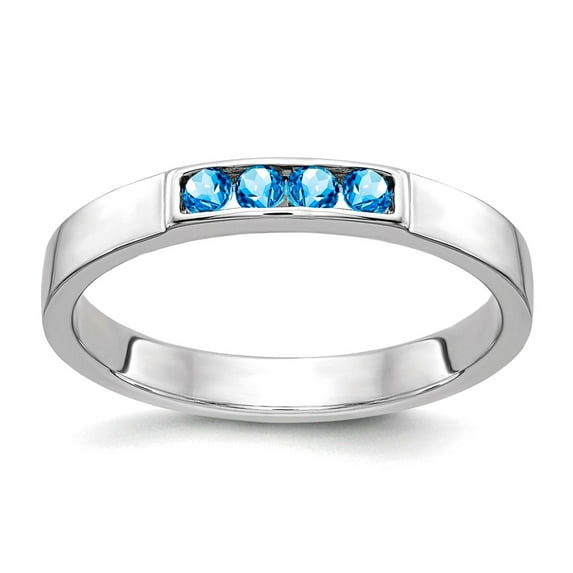 14k White Gold Blue Topaz Ring Size 7 Ring for Women - .16 cwt