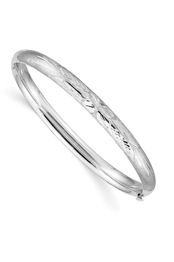 14k White Gold Bracelet Bangle 5 mm 6 in 3/16 Florentine Hinged Baby