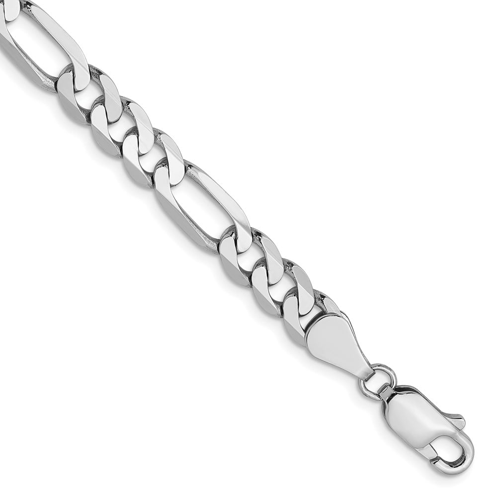 14k White Gold Bracelet Chain Styles Figaro 5.5 mm 8 in Flat