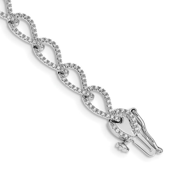 14k White Gold Bracelet Diamond Women's Round 6 mm 7 in
