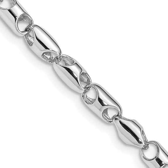 14k White Gold Bracelet Fancy Chains Women's 4.1 mm 7 in Polished Barrel Link with Lobster Clasp Chain