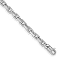 thumbnail image 1 of 14k White Gold Bracelet Fancy Chains Women's 4.2 mm 7.25 in Hand Polished Link with Lobster Clasp, 1 of 3