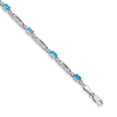 thumbnail image 1 of 14k White Gold Bracelet Gemstones Fancy Women's Topaz Oval 3.5 mm 7 in Diamond and Blue, 1 of 4