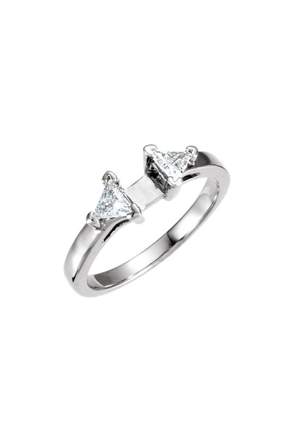 14k White Gold Bridge Remount Peg Accented Shank Base Finding Fine Jewelry For Women Gifts For Her (Mounting Only, Not All Stones Included)