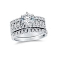 thumbnail image 1 of 14k White Gold CZ Cubic Zirconia Round Bridal Engagement and Wedding Two Ring Set (1.0ct. Center Stone) , Size 4.5, 1 of 2