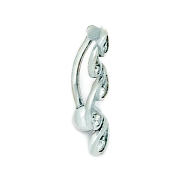 14k White Gold Cubic Zirconia 14 Gauge Multi Teardrop Body Jewelry Belly Ring 24x8mm Body Piercing Ring for Women