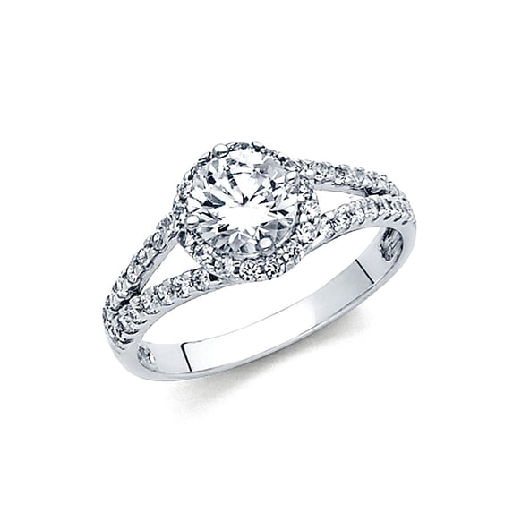 14k White Gold Cubic Zirconia Engagement Ring Size 7 Engagement Ring for Women - 2.8 Grams