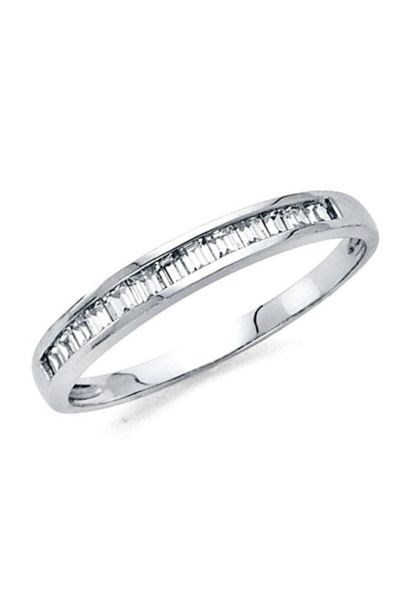 14k White Gold Cubic Zirconia For Women Wedding Band Ring Size 5 Wedding Band - 1.2 Grams
