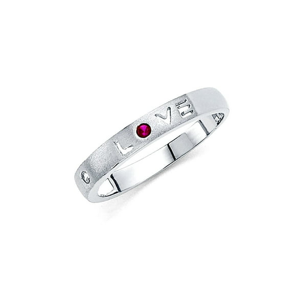 14k White Gold Cubic Zirconia Love Band Ring Size 7 Statement Ring for Women and Men - 1.9 Grams
