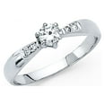thumbnail image 1 of 14k White Gold CZ Engagement Ring Anniversary Round CZ Bowtie Band Bridal Ring Side Stones Size 5, 1 of 1